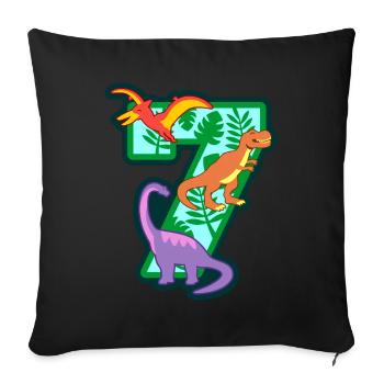 Dinosaur 7th Birthday Party Number 7 - 7 Years - Sofa pillowcase 17,3'' x 17,3'' (45 x 45 cm) - black - Front