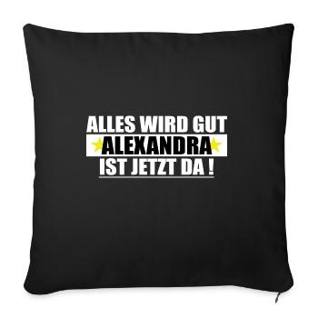 Alexandra Last Name First Name Birthday - Sofa pillowcase 17,3'' x 17,3'' (45 x 45 cm) - black - Front