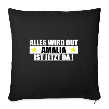 Amalia Last name First name Birthday - Sofa pillowcase 17,3'' x 17,3'' (45 x 45 cm) - black - Front
