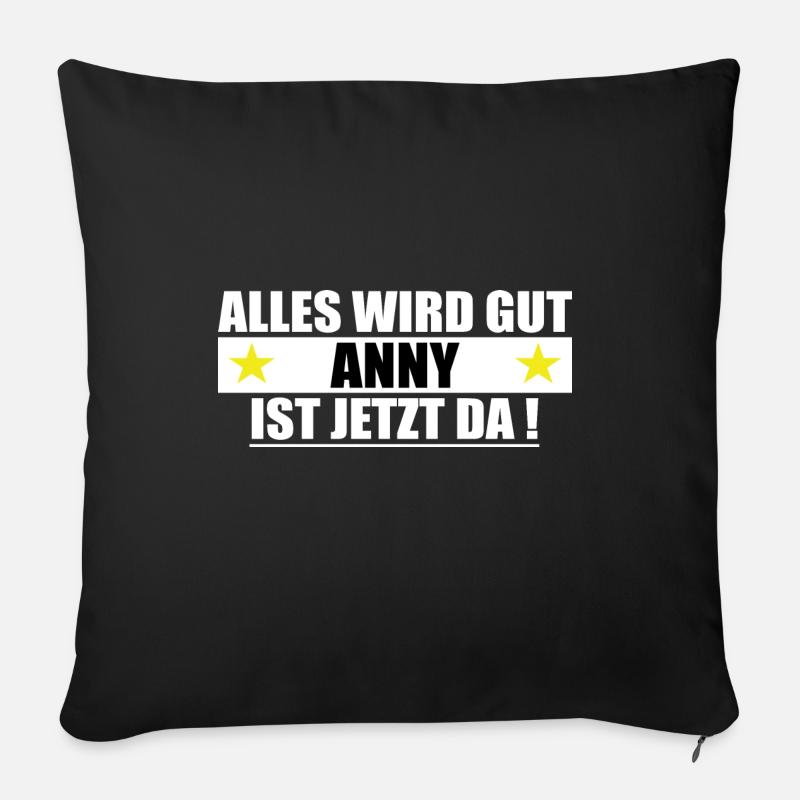 Anny Name Vorname Geburtstag - Sofakissenbezug 45 x 45 cm - Schwarz