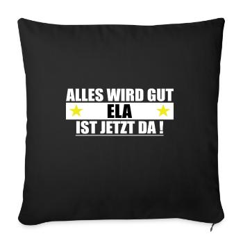 Ela Nom Prénom Gebu - Housse de coussin décorative 45 x 45 cm - noir - Devant