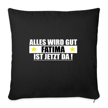 Fatima Last Name First Name Birthday - Sofa pillowcase 17,3'' x 17,3'' (45 x 45 cm) - black - Front
