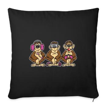 BDSM 3 Singes Singes Versaute privation sensorielle - Housse de coussin décorative 45 x 45 cm - noir - Devant