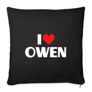 I Love Owen Red Heart Love Fan Gift - Sofa pillowcase 17,3'' x 17,3'' (45 x 45 cm) - black - Front