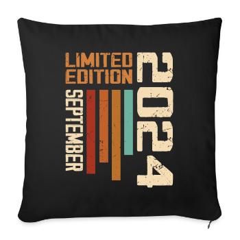 September 2024 Originelle Geschenkidee zum Geburtstag - Sofakissenbezug 45 x 45 cm - Schwarz - Vorne