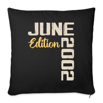 Né(e) en Juin 2002 Cadeau Juin 2002 Anniversaire - Housse de coussin décorative 45 x 45 cm - noir - Devant