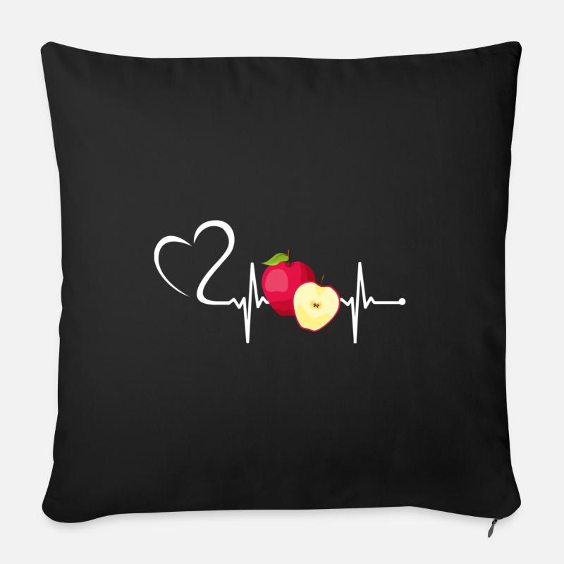 Funny Heartbeat ECG Apple Fruit Fruit Apples - Sofa pillowcase 17,3'' x 17,3'' (45 x 45 cm) - black