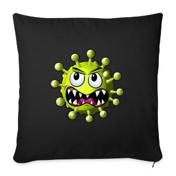 Cartoon corona virus - Sofa pillowcase 17,3'' x 17,3'' (45 x 45 cm) - black - Front