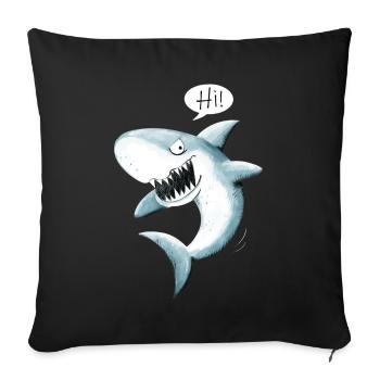 Cool Hi Hai I shark cartoon - Sofa pillowcase 17,3'' x 17,3'' (45 x 45 cm) - black - Front