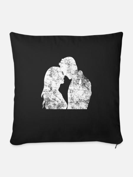 Liebespaar Liebe Paar Romatisch - Sofakissenbezug 45 x 45 cm - Schwarz