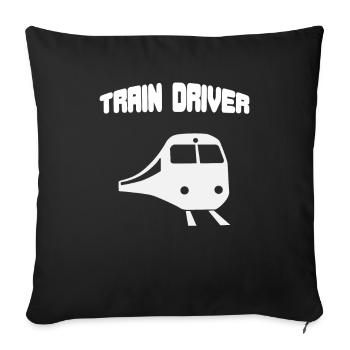 Train driver platoon train - Sofa pillowcase 17,3'' x 17,3'' (45 x 45 cm) - black - Front