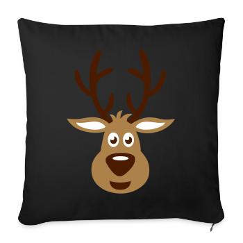 Deer (reindeer) - Sofa pillowcase 17,3'' x 17,3'' (45 x 45 cm) - black - Front