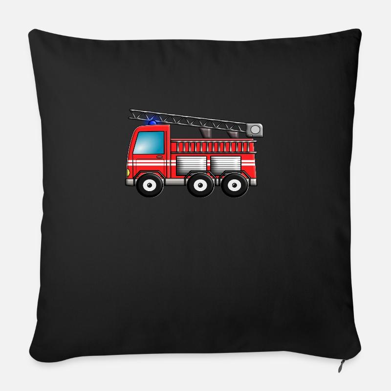 Feuerwehr Kinder Feuerwehrauto Feuerwehrmann - Sofakissenbezug 45 x 45 cm - Schwarz