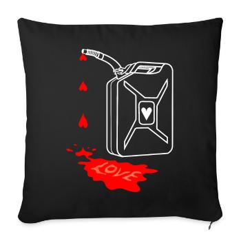 love is my fuel, gasoline jerrycan, gasoline canister - Sofa pillowcase 17,3'' x 17,3'' (45 x 45 cm) - black - Front