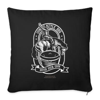 Dutch Oven T Shirt Cowboy Style Cooking - Sofa pillowcase 17,3'' x 17,3'' (45 x 45 cm) - black - Front