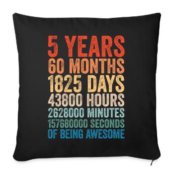 5th birthday 5 years retro gift Vinatge - Sofa pillowcase 17,3'' x 17,3'' (45 x 45 cm) - black - Front