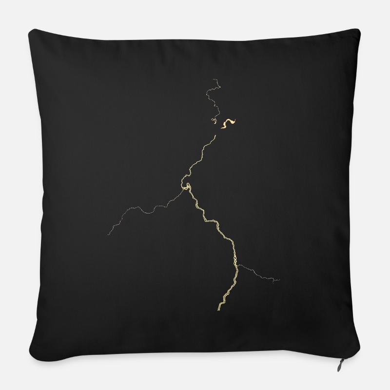 Veines dorées sur noir - Housse de coussin décorative 45 x 45 cm - noir