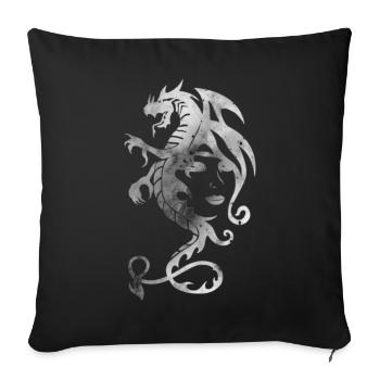 dragon tribal face - Housse de coussin décorative 45 x 45 cm - noir - Devant