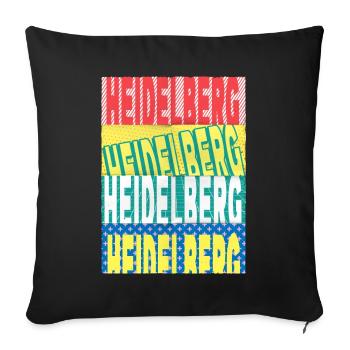 Heidelberg Germany City Font Skyline - Sofa pillowcase 17,3'' x 17,3'' (45 x 45 cm) - black - Front