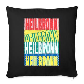 Heilbronn Germany City Font Skyline - Sofa pillowcase 17,3'' x 17,3'' (45 x 45 cm) - black - Front