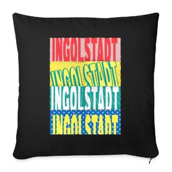 Ingolstadt Germany City Font Skyline - Sofa pillowcase 17,3'' x 17,3'' (45 x 45 cm) - black - Front