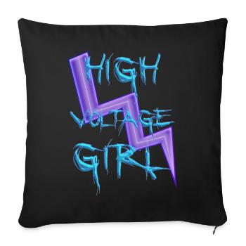 High Voltage Girl - Sofa pillowcase 17,3'' x 17,3'' (45 x 45 cm) - black - Front