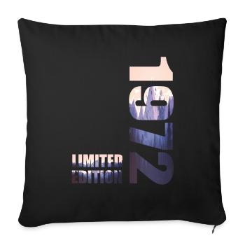 1972. Limited Edition T-Shirt Birthday Idea - Sofa pillowcase 17,3'' x 17,3'' (45 x 45 cm) - black - Front