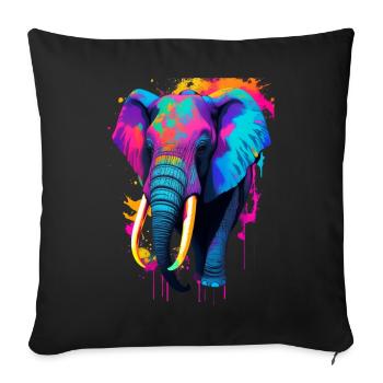 Elefant - Sofakissenbezug 45 x 45 cm - Schwarz - Vorne