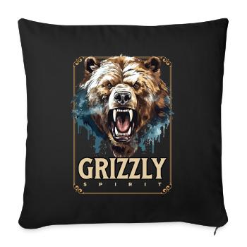 Bear Grizzly Roars Bear Head Nature Wilderness Forest - Sofa pillowcase 17,3'' x 17,3'' (45 x 45 cm) - black - Front