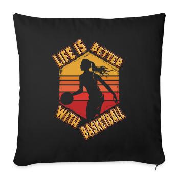 Basket-ball femme joueur de basket-ball joueur de basket-ball - Housse de coussin décorative 45 x 45 cm - noir - Devant