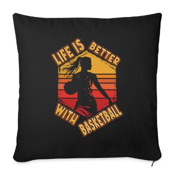 Basket-ball Femme Basketteur Joueur de basket-ball - Housse de coussin décorative 45 x 45 cm - noir - Devant