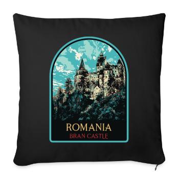 Explorez le mystère du château de Bran - Housse de coussin décorative 45 x 45 cm - noir - Devant