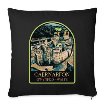 Illustration Caernarfon Castle, Wales, UK - Sofa pillowcase 17,3'' x 17,3'' (45 x 45 cm) - black - Front