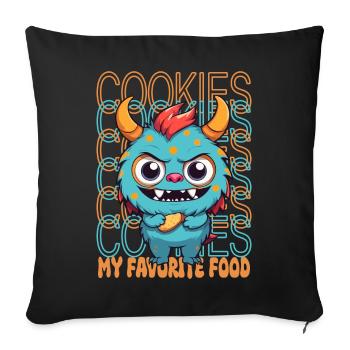 Monstre de biscuit sucré - Housse de coussin décorative 45 x 45 cm - noir - Devant