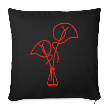 Red Floral Sketch - Sofa pillowcase 17,3'' x 17,3'' (45 x 45 cm) - black - Front