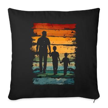 Father's Day father with two sons retro vintage - Sofa pillowcase 17,3'' x 17,3'' (45 x 45 cm) - black - Front