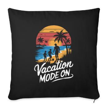 Father and 2 sons football holiday beach vintage - Sofa pillowcase 17,3'' x 17,3'' (45 x 45 cm) - black - Front
