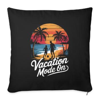 Father and son football holiday beach retro vintage - Sofa pillowcase 17,3'' x 17,3'' (45 x 45 cm) - black - Front