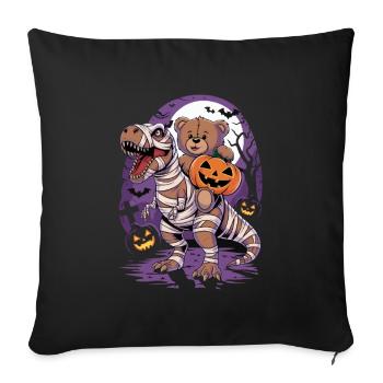 Teddy bear riding a dinosaur on Halloween - Sofa pillowcase 17,3'' x 17,3'' (45 x 45 cm) - black - Front