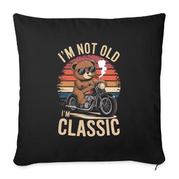 Ours en peluche avec des lunettes de soleil équitation moto vintage - Housse de coussin décorative 45 x 45 cm - noir - Devant