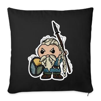 Wikinger | Krieger | Zwerg - Sofakissenbezug 45 x 45 cm - Schwarz - Vorne
