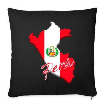Flag of Peru, map flag of Peru - Sofa pillowcase 17,3'' x 17,3'' (45 x 45 cm) - black - Front