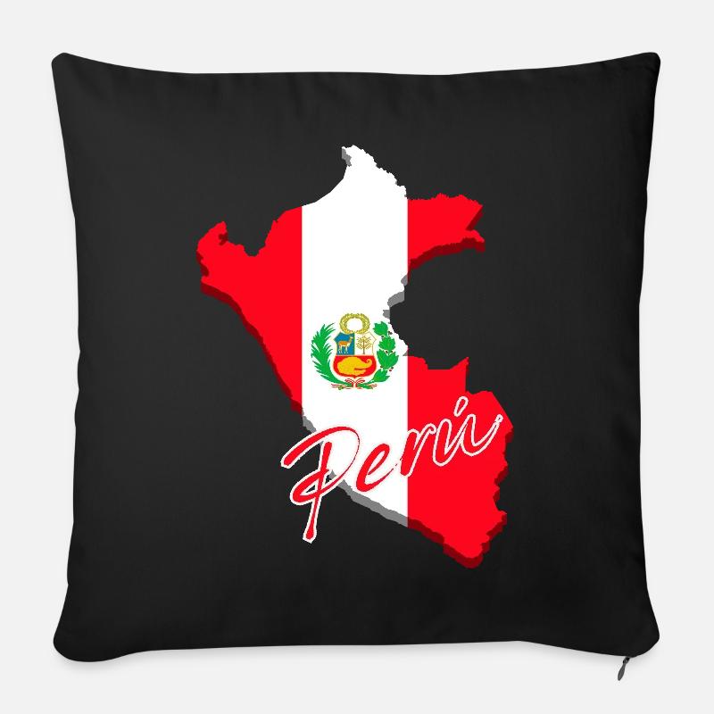 Flagge von Peru, Karte Flagge von Peru - Sofakissenbezug 45 x 45 cm - Schwarz