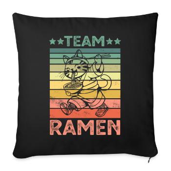 Cat Eats Ramen Noodles - Sofa pillowcase 17,3'' x 17,3'' (45 x 45 cm) - black - Front