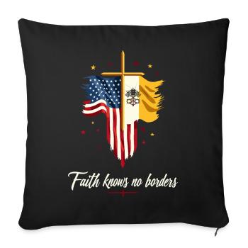 Drapeau américain et du Vatican - Housse de coussin décorative 45 x 45 cm - noir - Devant