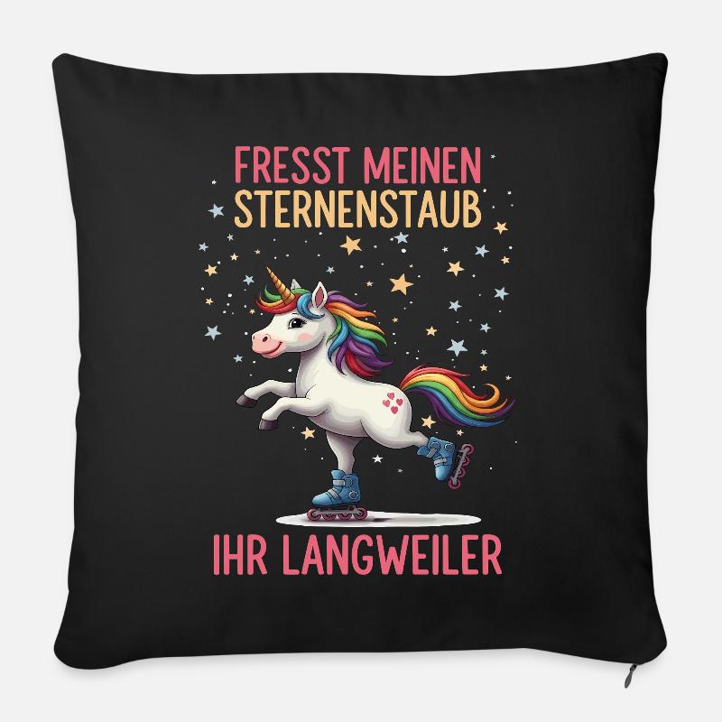 Rollschuh Einhorn - Sofakissenbezug 45 x 45 cm - Schwarz