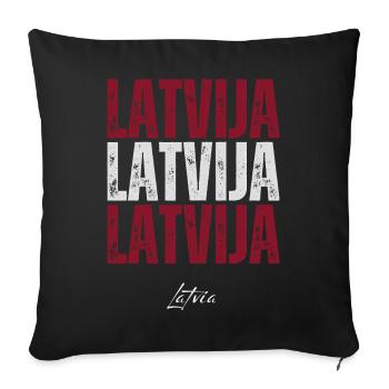 Drapeau de Lettonie, patriote letton - Housse de coussin décorative 45 x 45 cm - noir - Devant