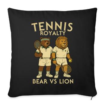 Tennis : animaux, et lion - Housse de coussin décorative 45 x 45 cm - noir - Devant