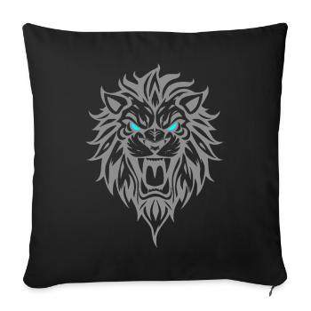 Lion Blue Eyes Tribal - Sofa pillowcase 17,3'' x 17,3'' (45 x 45 cm) - black - Front