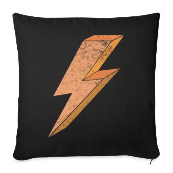 Lightning symbol in warm orange 3D - Sofa pillowcase 17,3'' x 17,3'' (45 x 45 cm) - black - Front